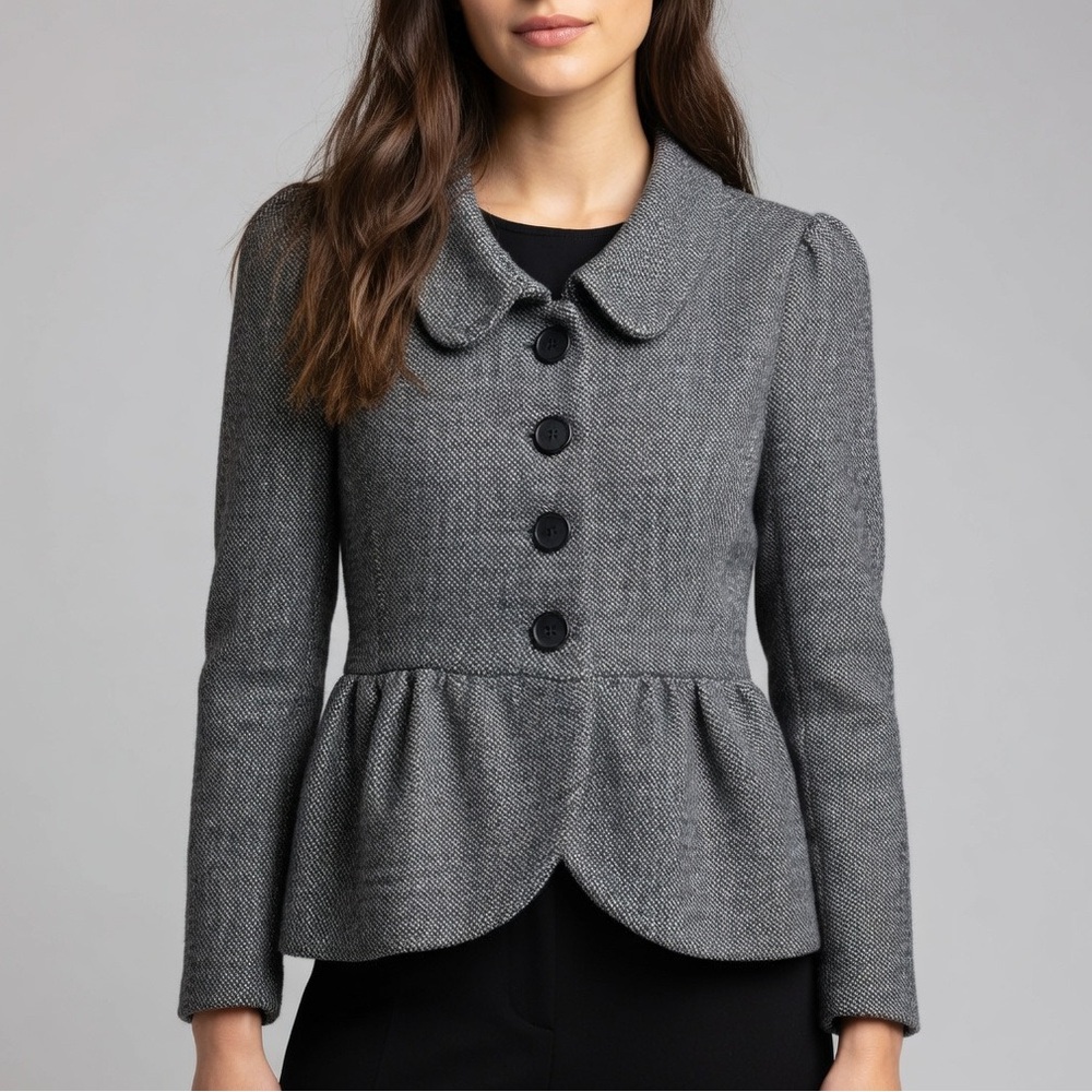 H&M Gray Tweed Peplum Blazer - Picture 2 of 10